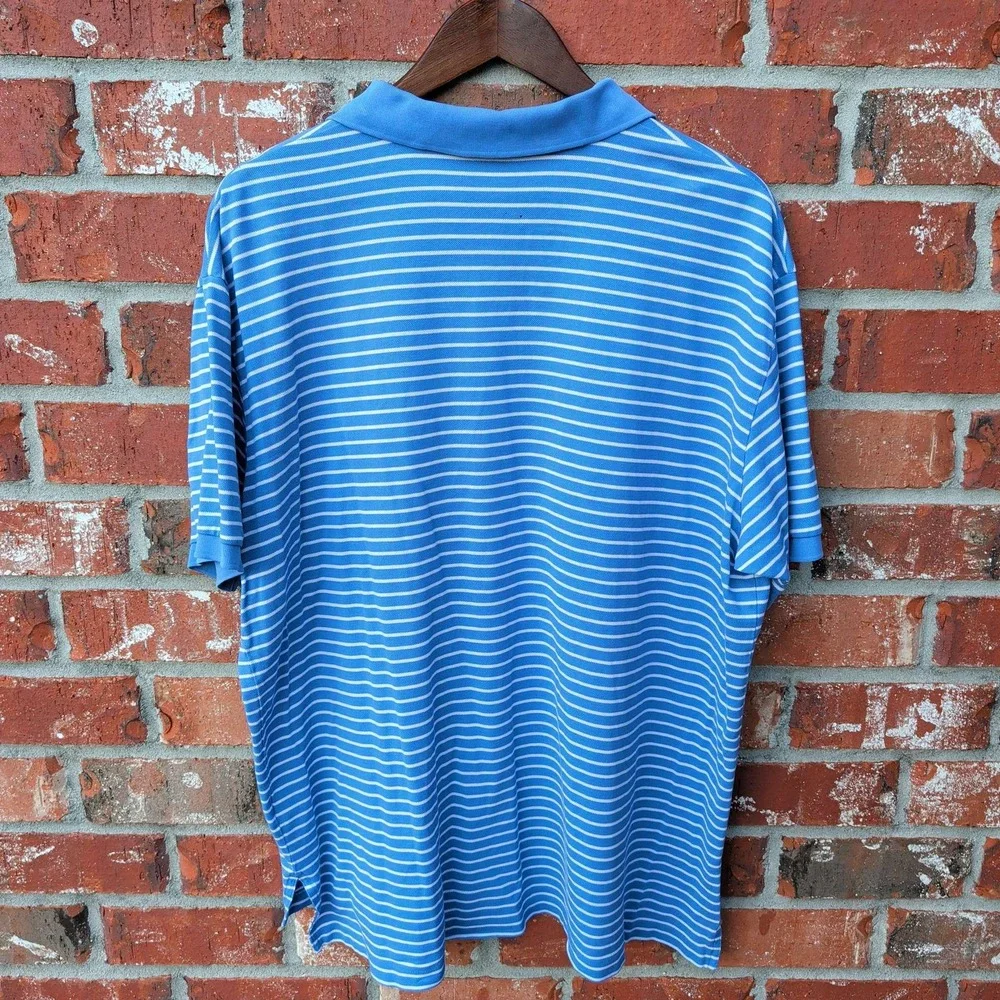 Polo Ralph Lauren Polo Shirt Men XL Blue Striped Pima Cotton Short Sleeve